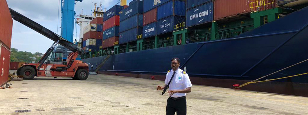 Customs officer at seaport.